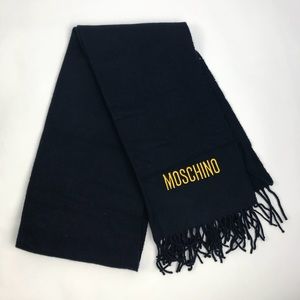 Moschino Black Lambswool Scarf NWT 58x15